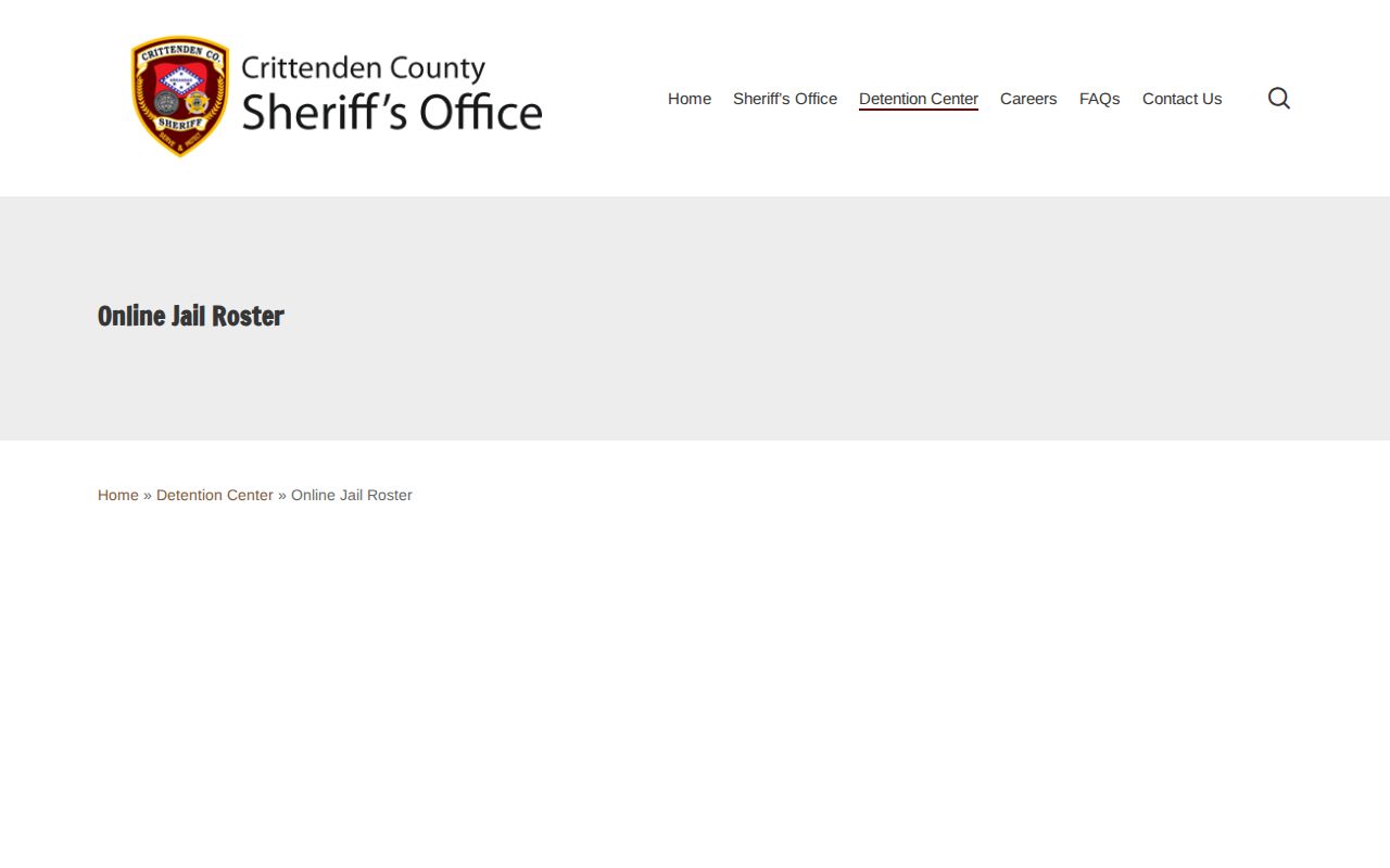 Crittenden County arrest roster official sheriff entry page
